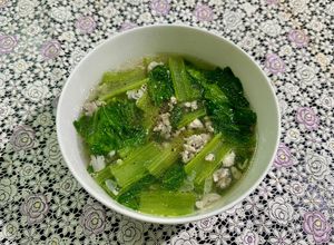 Hình của món SP.0991 - Canh Cải Bẹ Xanh Nấu Thịt Bằm.