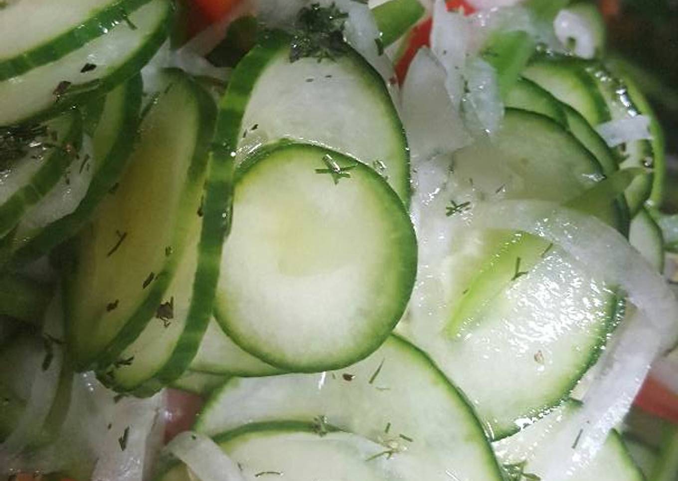 Summer salad with pickled cucumbers