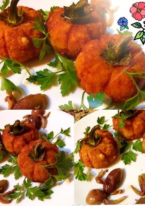 Une photo de Les croquettes de pomme terre sous forme de citrouille