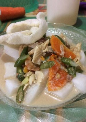 Foto resep Lontong kuah tauco udang simpel