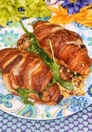 A picture of Egg Croissant Breakfast Bake.