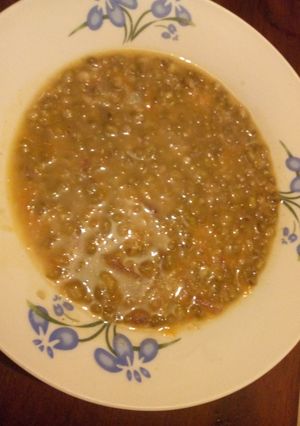 A picture of Green grams stew with carrots seasoned with pilau masala.