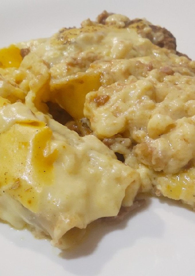 Una foto de Canelones con carne de cocido