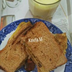 A picture of Veg omelette & turmeric milk.