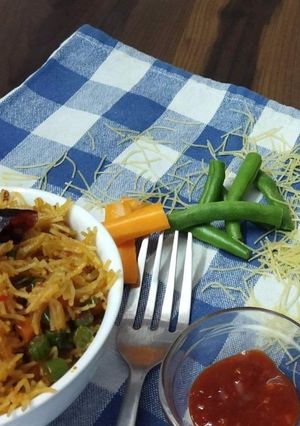 A picture of Bambino Vermicelli in Schezwan Fried Rice Style.