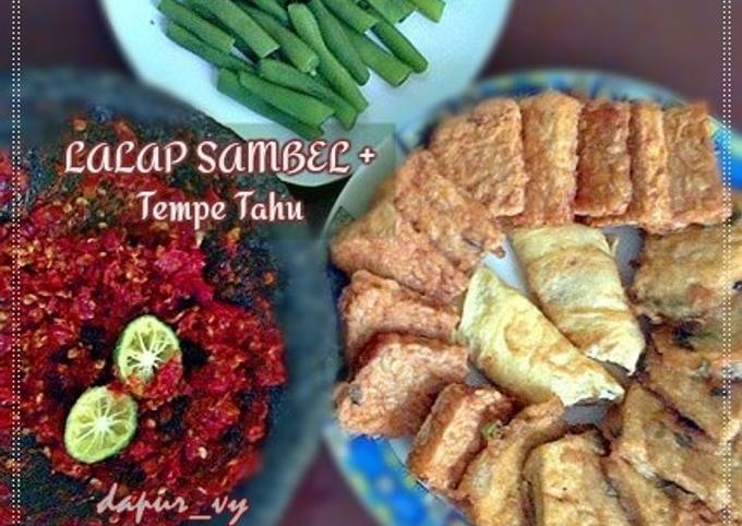 LALAP SAMBEL Terasi + Tempe Tahu (Tempe selimut telur)