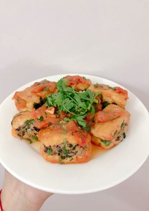 Hình của món Đậu phụ nhồi thịt sốt cà chua🍅.