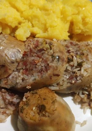 Una foto de Tripa rellena con arroz y chorizo