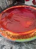 Cheesecake com geleia de framboesa