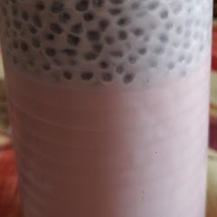 A picture of Rose milk and sabza shake!.