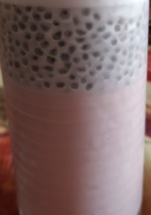 A picture of Rose milk and sabza shake!.
