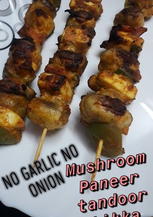 A picture of Mushroom Paneer Tandoor Tikka.