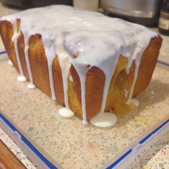 A picture of Gluten-Free Lemon Madeira Cake with Lemon Curd and Lime Icing.