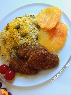 عکسی از دستور باقالی پلو با کباب تابه ای