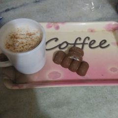A picture of Cofee with chocolate.