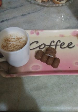 A picture of Cofee with chocolate.