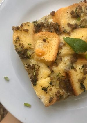 A picture of Savory Bread Pudding.