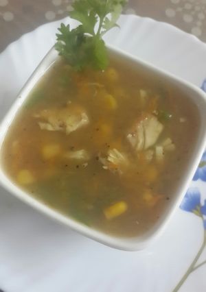 A picture of Chicken corn soup.