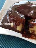 Custard Cake with chocolate Syrup