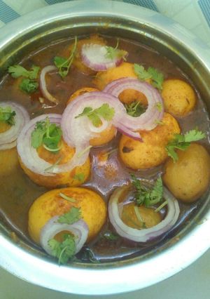 A picture of Potato egg curry.