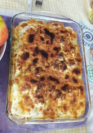Foto principal de Macarrones con verdura y carne gratinados