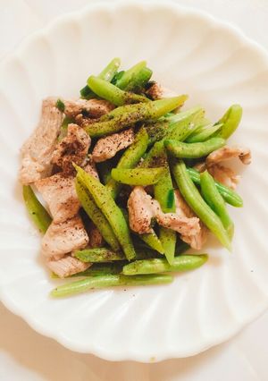 Hình của món Đậu que xào thịt.