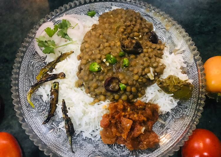 Sabut Masoor daal with rice