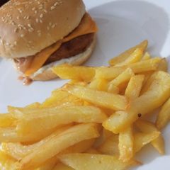 Patty burger with fries 😋 A picture of Patty burger with fries 😋.