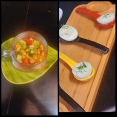 A picture of Corn salad and Deviled eggs.