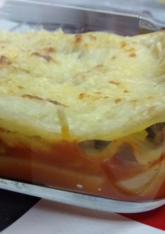 Una foto de 🥒 Lasaña de calabacín y champiñones