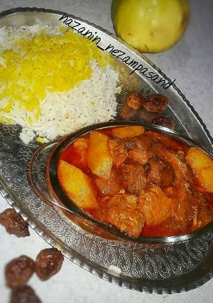 عکسی از دستور خورش به آلو