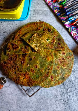 A picture of Palak Paneer Paratha.
