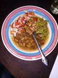 Pot Beans and Wheat with Nopales Cooked in Pulque, Epazote, and Xoconostle with Pico de Gallo