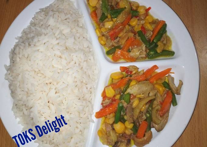 Rice plus chicken mixed veg