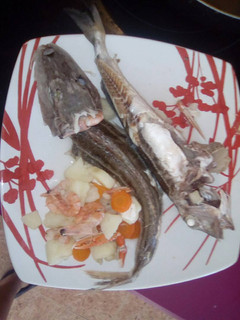 Una foto de Escarchos con patatas zanahoria y gambas