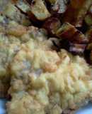Marineras fritas con batata y zapallo al horno