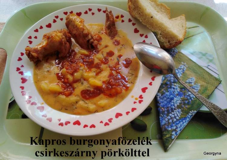 Kapros burgonyafőzelék csirkeszárny pörkölttel