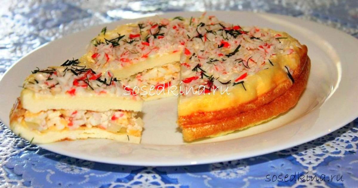 Рецепт пирога с крабовыми палочками и сыром