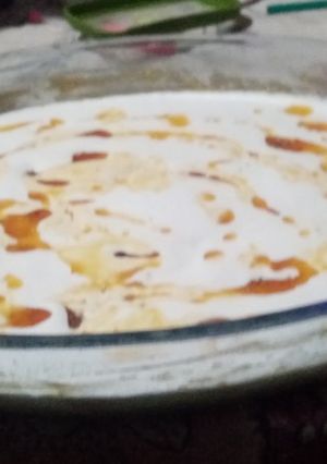 Una foto de Crema Casera de Naranja, caramelo y merengue