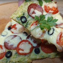 A picture of Light ZUCCHINI PIZZA. One of the most delicious zucchini recipes!.