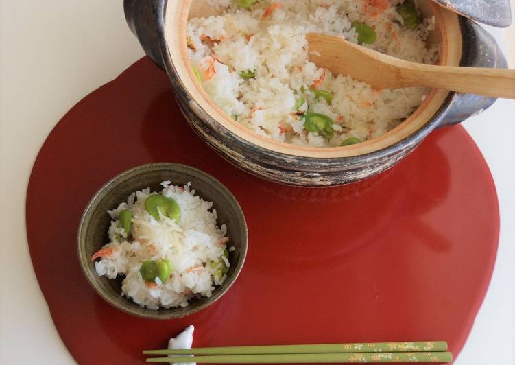 Step-by-Step Guide to Prepare Super Quick Homemade Broad Bean & Sakura Shrimp Rice