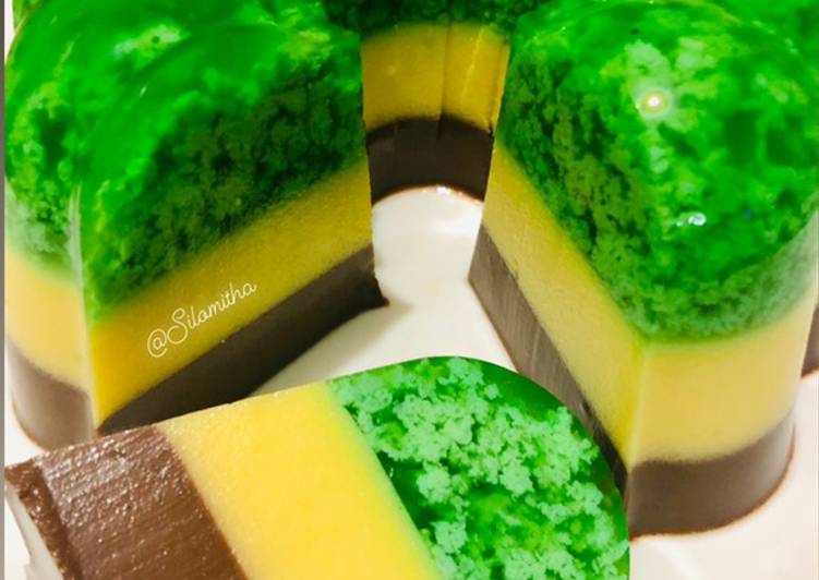 Puding Lumut Pandan Mentega Chocolate