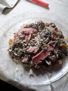 Una foto de Revuelto de verduras con salchichas
