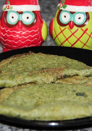 A picture of Spinach, Coriander, and Curry leaves Dosa- Green Leafy Vegetable Pancake.
