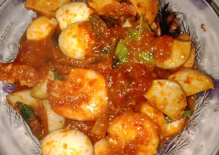 Easiest Way to Make Appetizing Sambal Udang, bakso ikan n telur puyuh