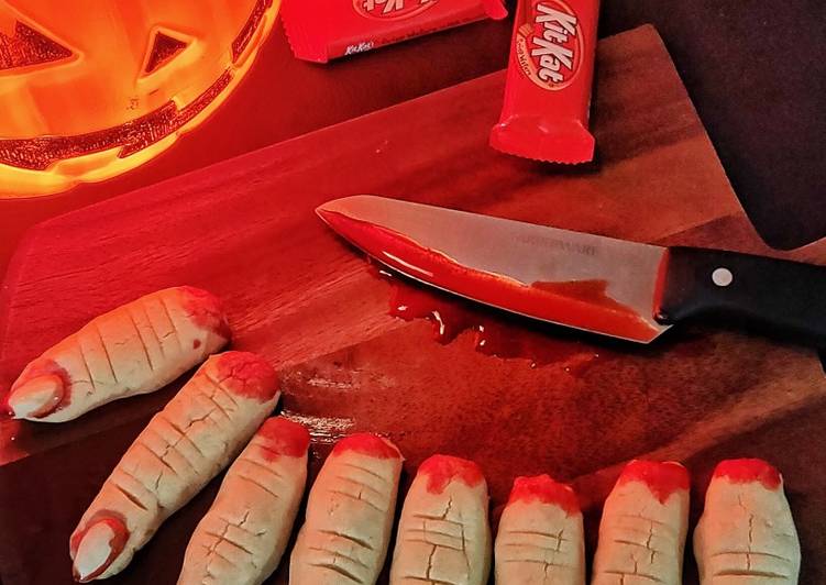 How to Make Perfect Witch finger cookies with strawberry coulis blood