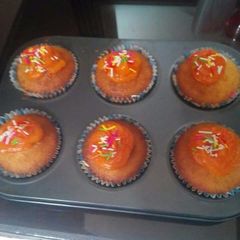 Orange cup cakes A picture of Orange cup cakes.