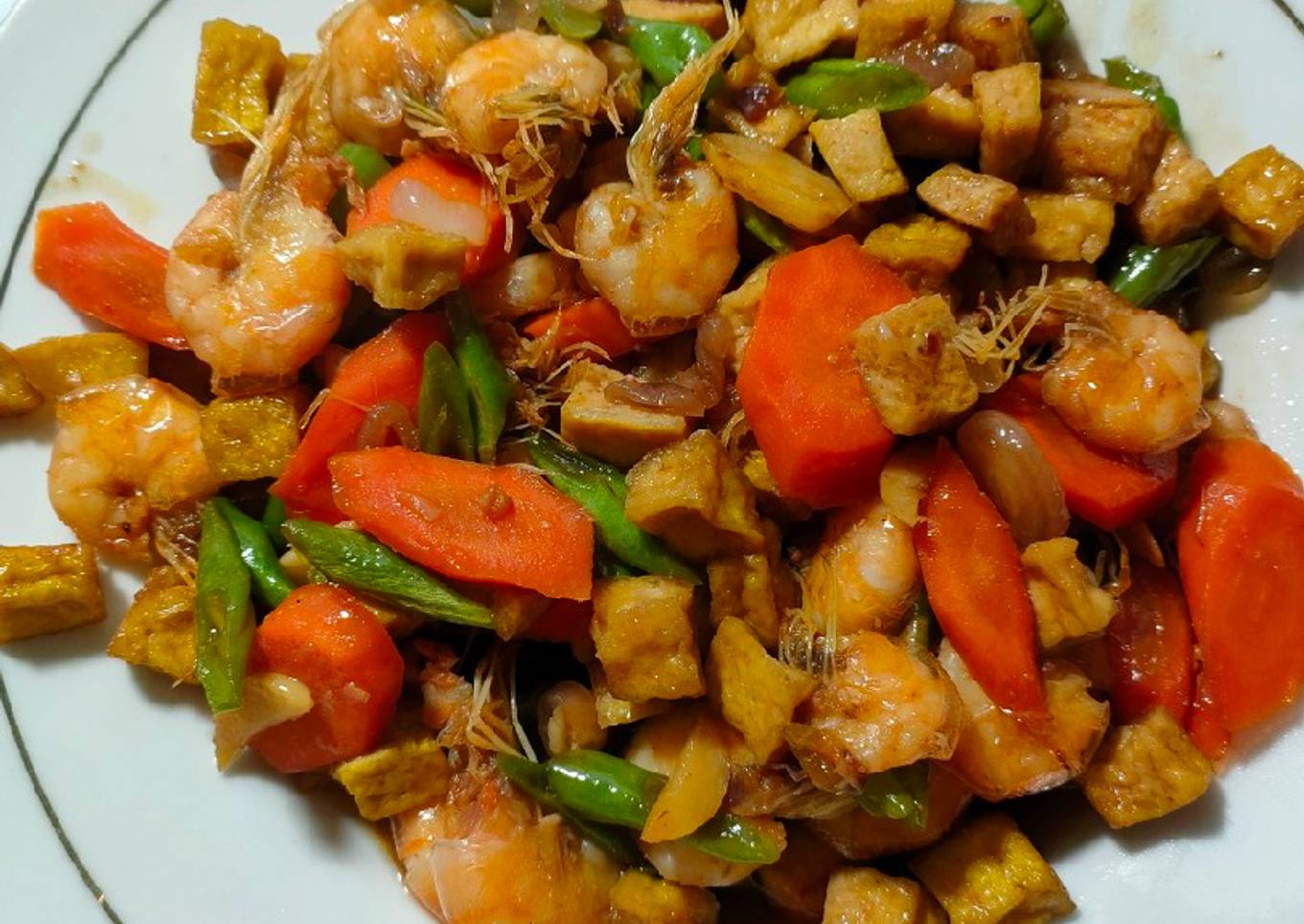 Tumis Udang Buncis Tahu