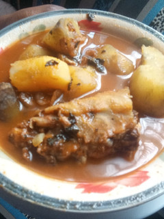 A picture of Sweet Potatoes Pepper soup.