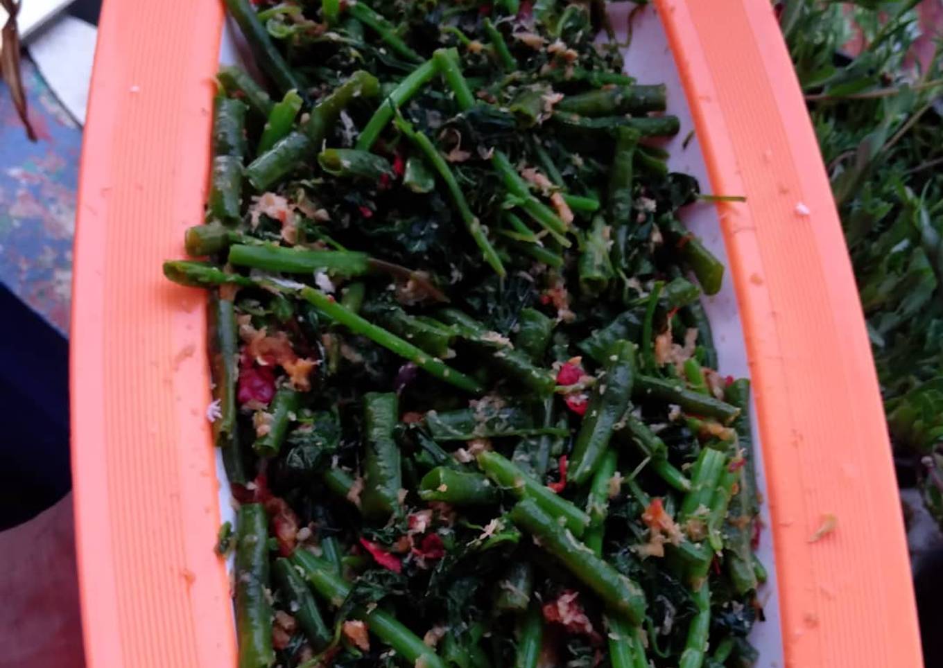 Urapan bayam kacang panjang